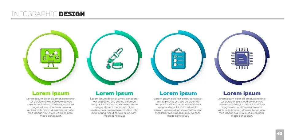 Set Genetic engineering, Pipette, To do list or planning and Processor CPU 스톡 일러스트
