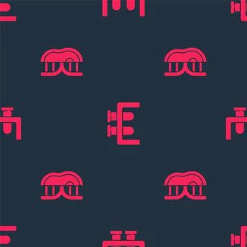 Set Genetically modified meat and Test tube and flask on seamless pattern Stockillustratie