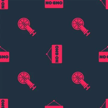 Set Genetically modified orange and No GMO on seamless pattern. Vector Stock Illustration