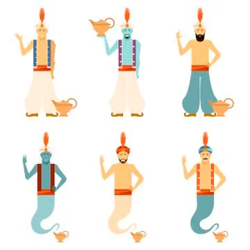 Set of Genies Stock Illustration