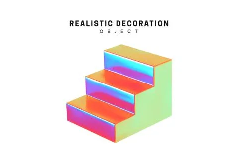 Set of geometric 3d objects isolated on white background. Gradient hologram c Stock Illustration