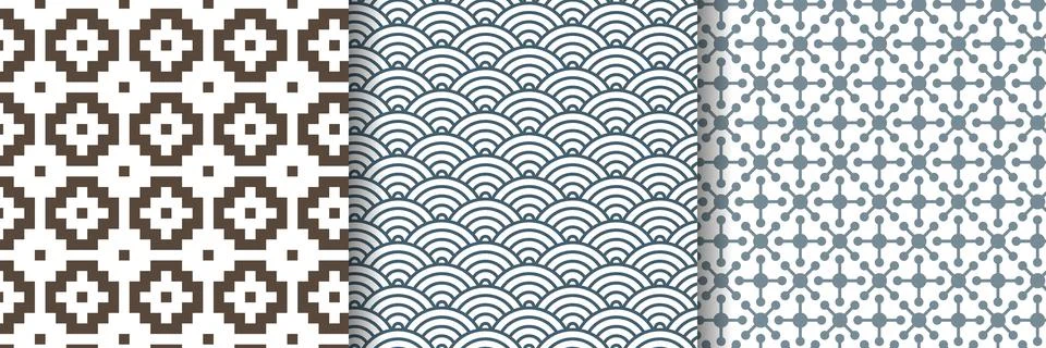 Set of geometric Abstract patterns. Endless repeating linear texture for Stock Illustration