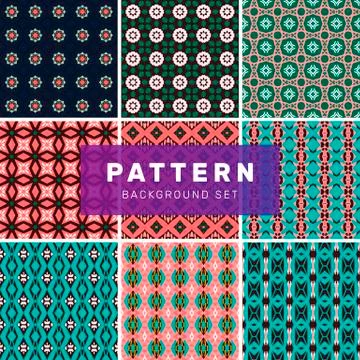 Set of geometric abstract patterns Stock Illustration