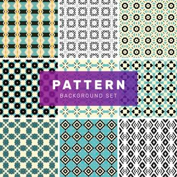 Set of geometric abstract patterns Stock Illustration