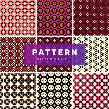 Set of geometric abstract patterns Stock Illustration