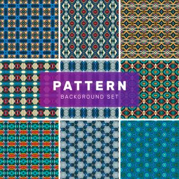 Set of geometric abstract patterns Stock Illustration