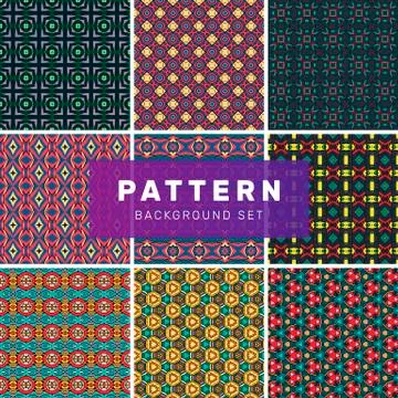 Set of geometric abstract patterns Stock Illustration