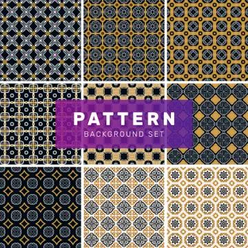 Set of geometric abstract patterns Stock Illustration