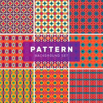 Set of geometric abstract patterns Stock Illustration