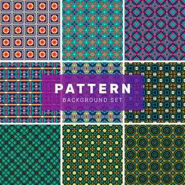 Set of geometric abstract patterns Stock Illustration