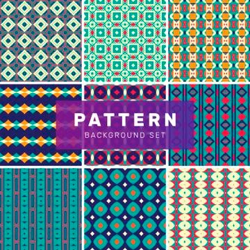 Set of geometric abstract patterns Stock Illustration