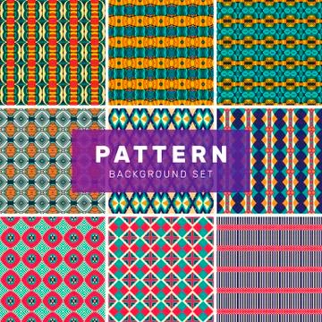 Set of geometric abstract patterns Stock Illustration
