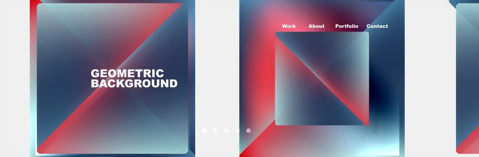 A set of geometric backgrounds with red and blue triangles Stock Illustration