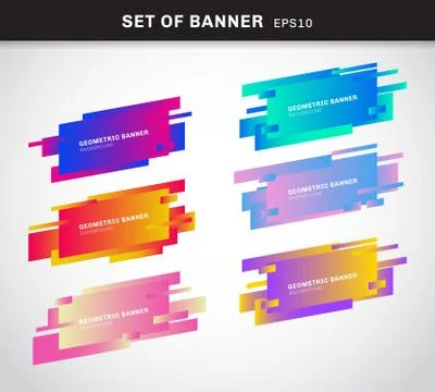 Set of geometric banners or label vivid gradient color plastic cards made in Illustrazione stock