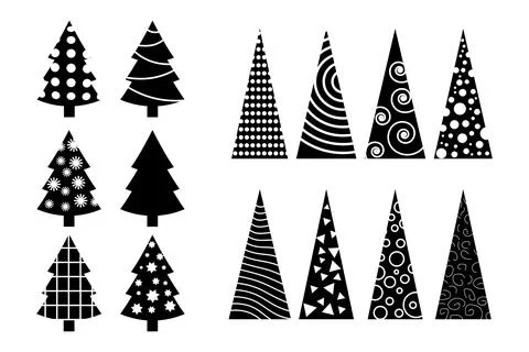 Set geometric christmas tree Stock Illustration