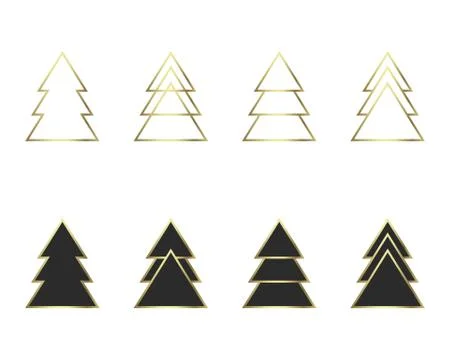 A set of geometric Christmas trees Stock Illustration