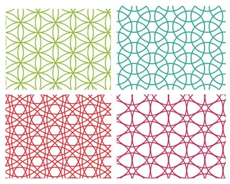 Set of geometric circle line seamless pattern Stock Illustration