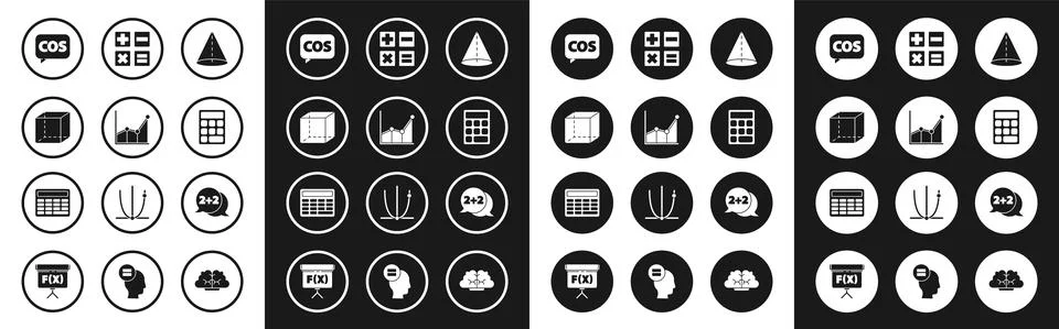 Set Geometric figure Cone, Graph, schedule, chart, diagram, Cube, Mathematics Stock Illustration