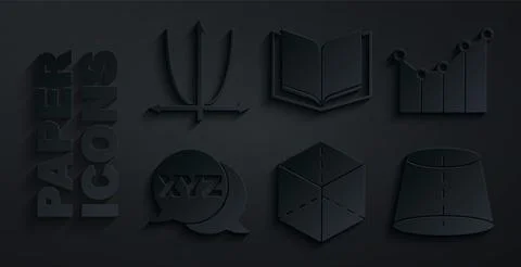 Set Geometric figure Cube, Graph, schedule, chart, diagram, XYZ Coordinate .. Ilustración de archivo