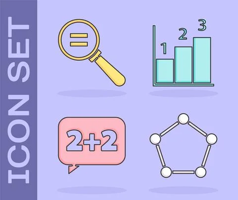 Set Geometric figure Pentagonal prism, Calculation, Equation solution and Graph Stock Illustration