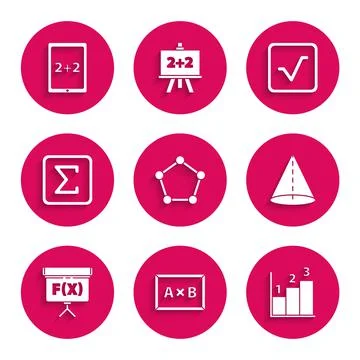 Set Geometric figure Pentagonal prism, Chalkboard, Graph, schedule, chart Stockillustratie