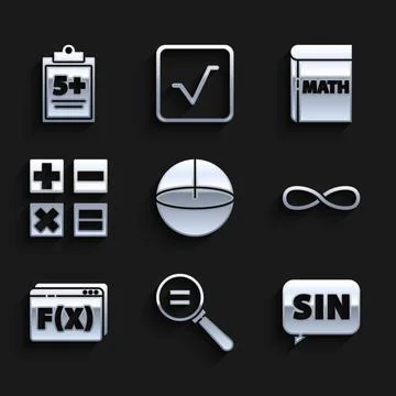 Set Geometric figure Sphere, Calculation, Mathematics function sine, Infinity Stock Illustration