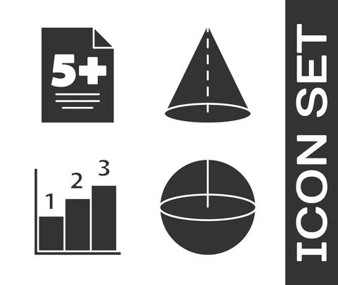 Set Geometric figure Sphere, Test or exam sheet, Graph, schedule, chart, diagram Stock Illustration