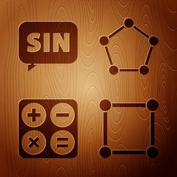 Set Geometric figure Square, Mathematics function sine, Calculator and Geom.. Stock Illustration