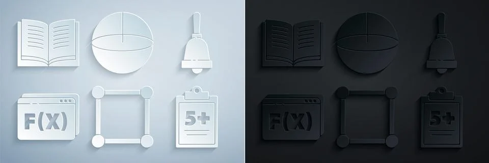 Set Geometric figure Square, Ringing bell, Function mathematical symbol, Test or Stock Illustration