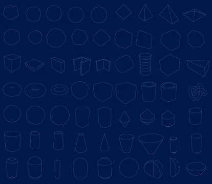 Set of geometric figures contour isolated elements. Vector icons in flat style 스톡 일러스트