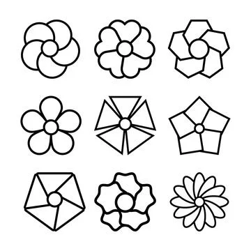 Set of Geometric Flower Vector Illustration Stock Illustration