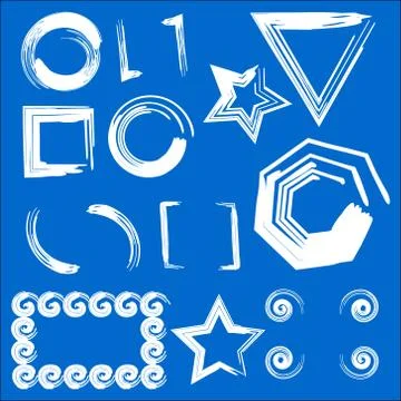 Set of geometric frames blue background Stock Illustration