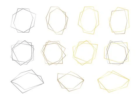 Set geometric frames from gold, silver and bronze color line. Border for Stock Illustration