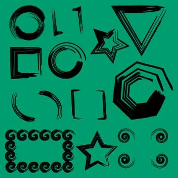 Set of geometric frames  green background Stock Illustration