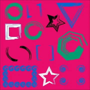 Set of geometric frames pink background Stock Illustration