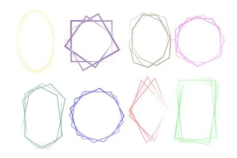 Set of geometric frames, watercolor vector Stock Illustration