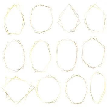 Set of geometric gold frame, Decorative element for wedding card, Invitations Stock Illustration