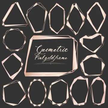 Set of geometric gold frame, Decorative element for wedding card, Invitations Stock Illustration