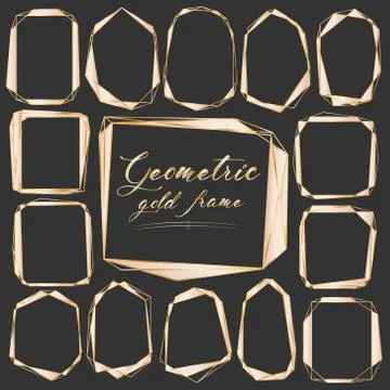 Set of geometric gold frame, Decorative element for wedding card, Invitations Stock Illustration