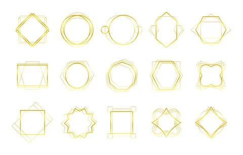 Set of geometric gold frame isolated on white. Luxury abstract design elements Stock-Illustration