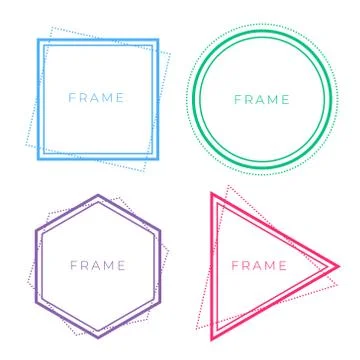 Set of geometric line frames in different colors イラスト素材