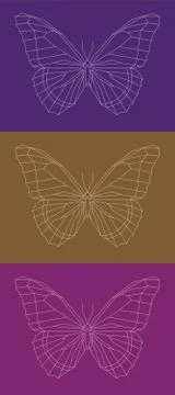 Set of geometric linear butterflies Stock-Illustration
