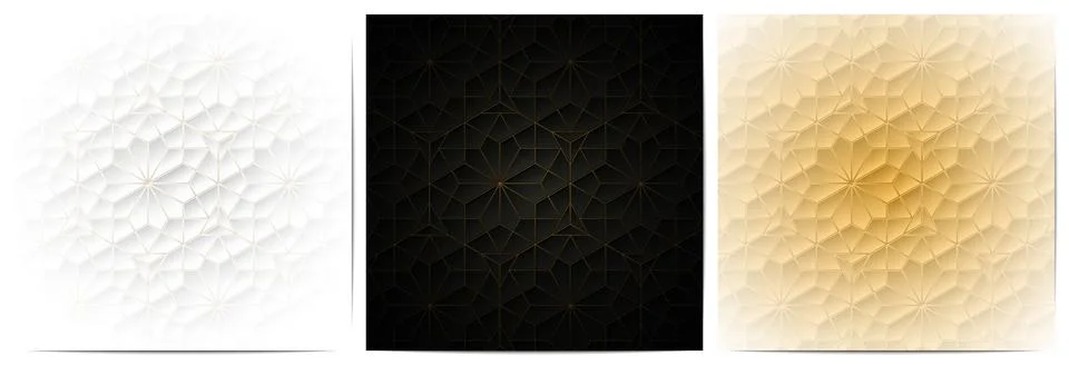 Set of geometric lines floral pattern luxury background Stock Illustration