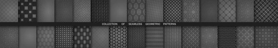 Set of Geometric Modern Vector Seamless Backgrounds and Graphics. Collection of Stock Illustration