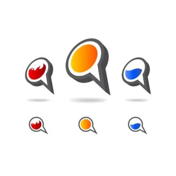 Set of geometric multicolor bubble shapes. Business signs symbols, labels, ba Stock Illustration