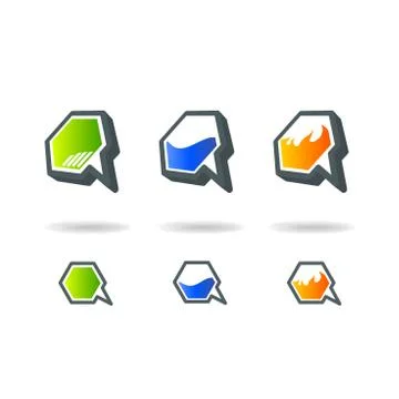 Set of geometric multicolor bubble shapes. Business signs symbols, labels, ba Stock Illustration