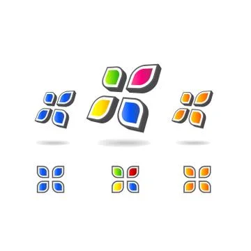 Set of geometric multicolor bubble shapes. Business signs symbols, labels, ba Stock Illustration