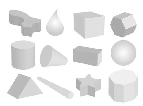 Set of Geometric Objects in Grey Colors 스톡 일러스트