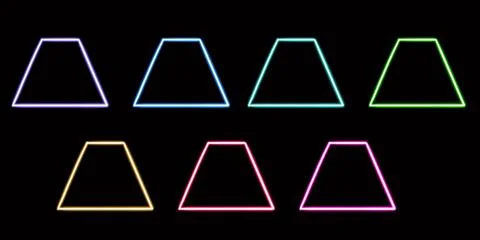 Set geometric parallelogram glowing desktop icon, neon sticker, neon geometric イラスト素材