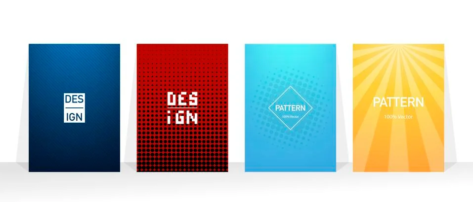 Set of geometric pattern background design. Dynamic colorful gradients. Minim Stock Illustration